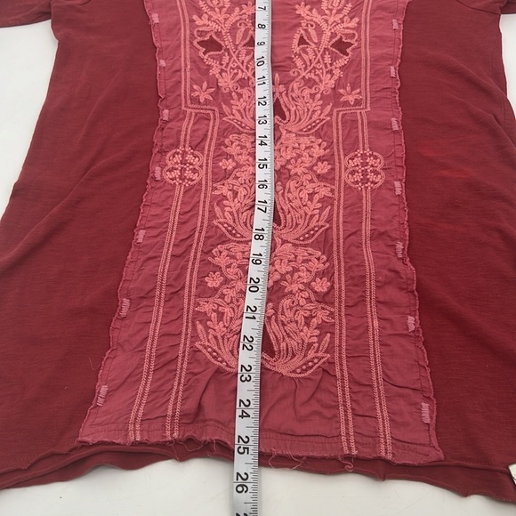Soft Surroundings Small Natalia Tunic Red Embroidered Asymmetrical Hem #2AB14 - Picture 8 of 10